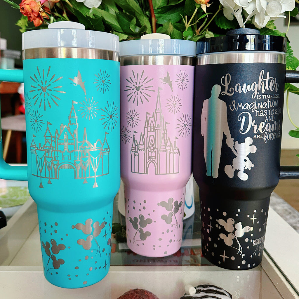 Walt & Mouse and Castle on 40 oz Quencher Inspired Stainless Steel Tumbler