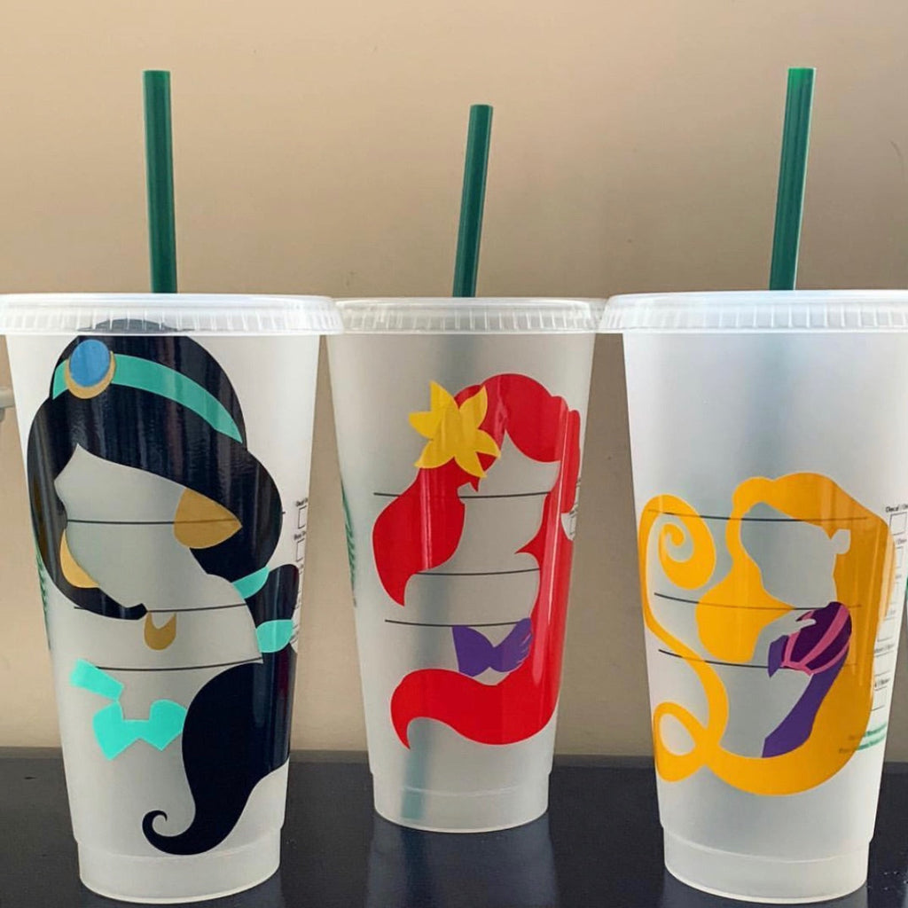 MultiColored Silhouette Princess Inspired Character Cold Cup