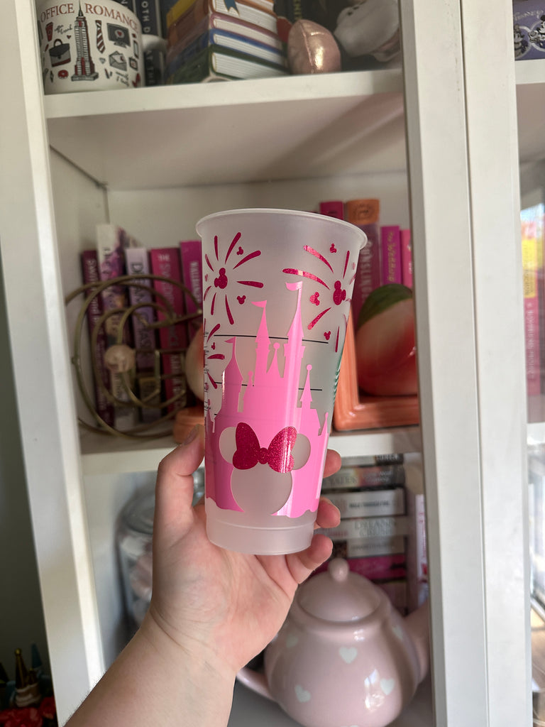 Ready to Ship Princess Pink Minnie Castle Cold Cup