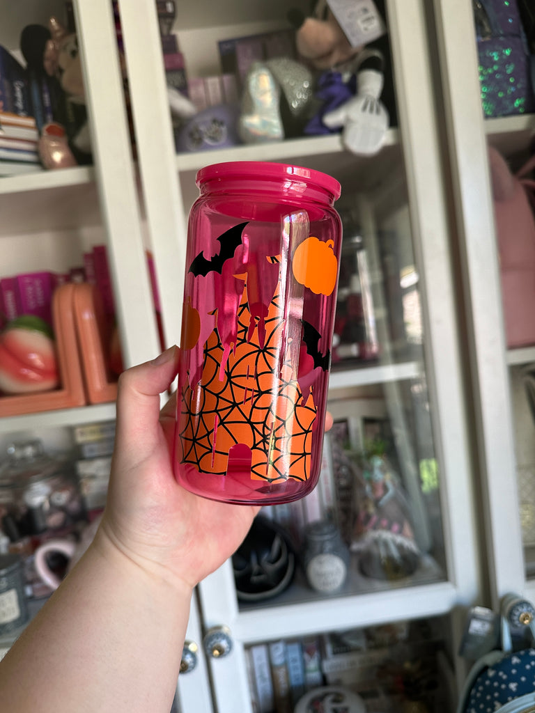 RTS 16 oz Glass Can w/ Halloween Castle