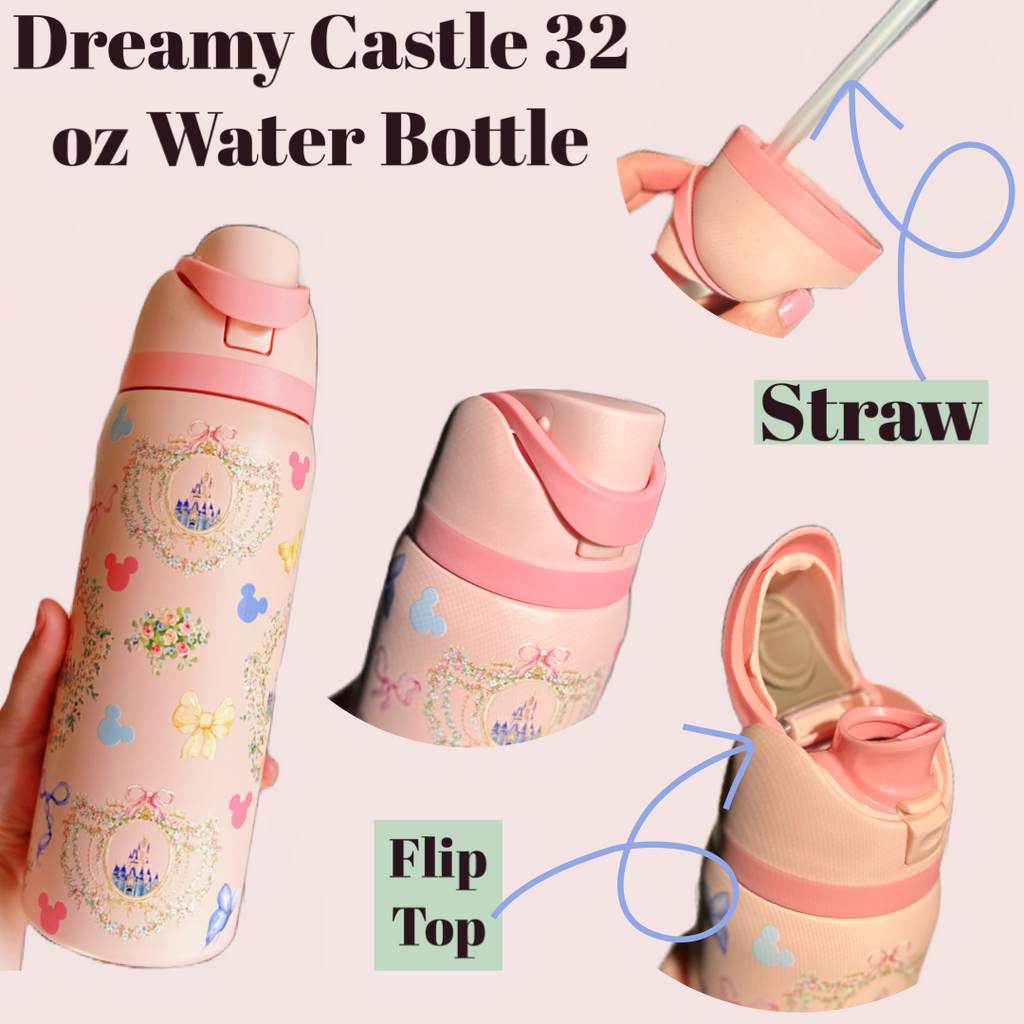 Dreamy Castle Inspired 32 oz Sip Stainless Steel Water Bottle