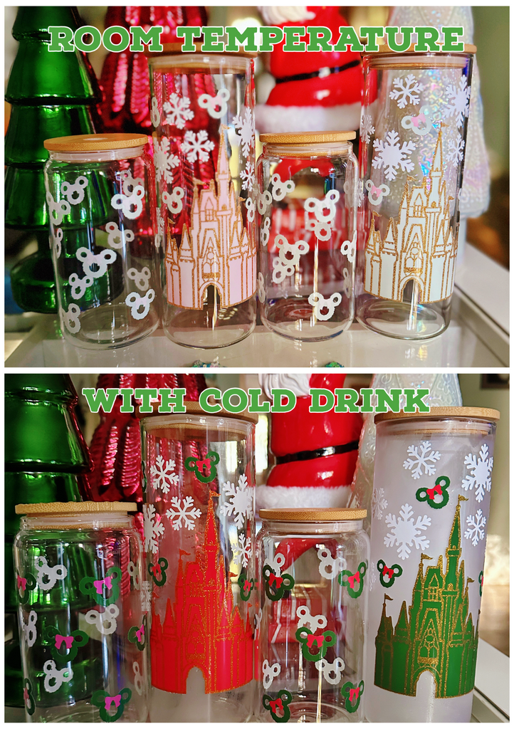 Christmas Color Changing Designs on Glass Cans