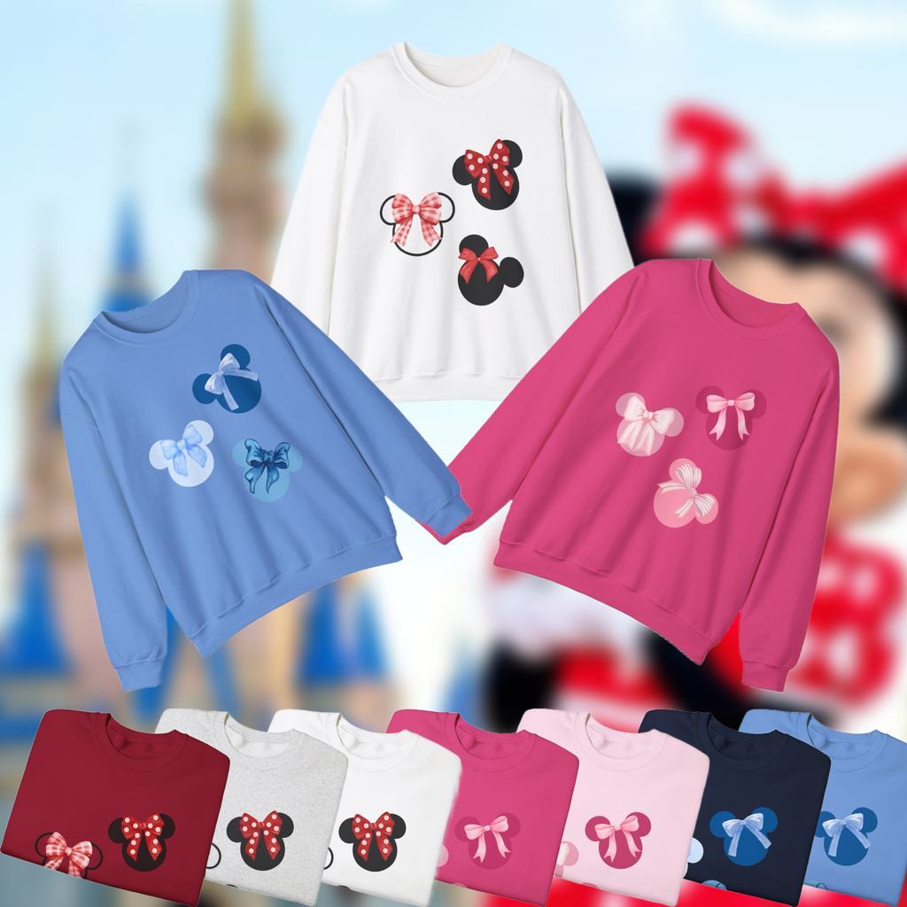 Mouse Head with Pretty Bows Unisex Heavy Blend Crewneck Sweatshirt