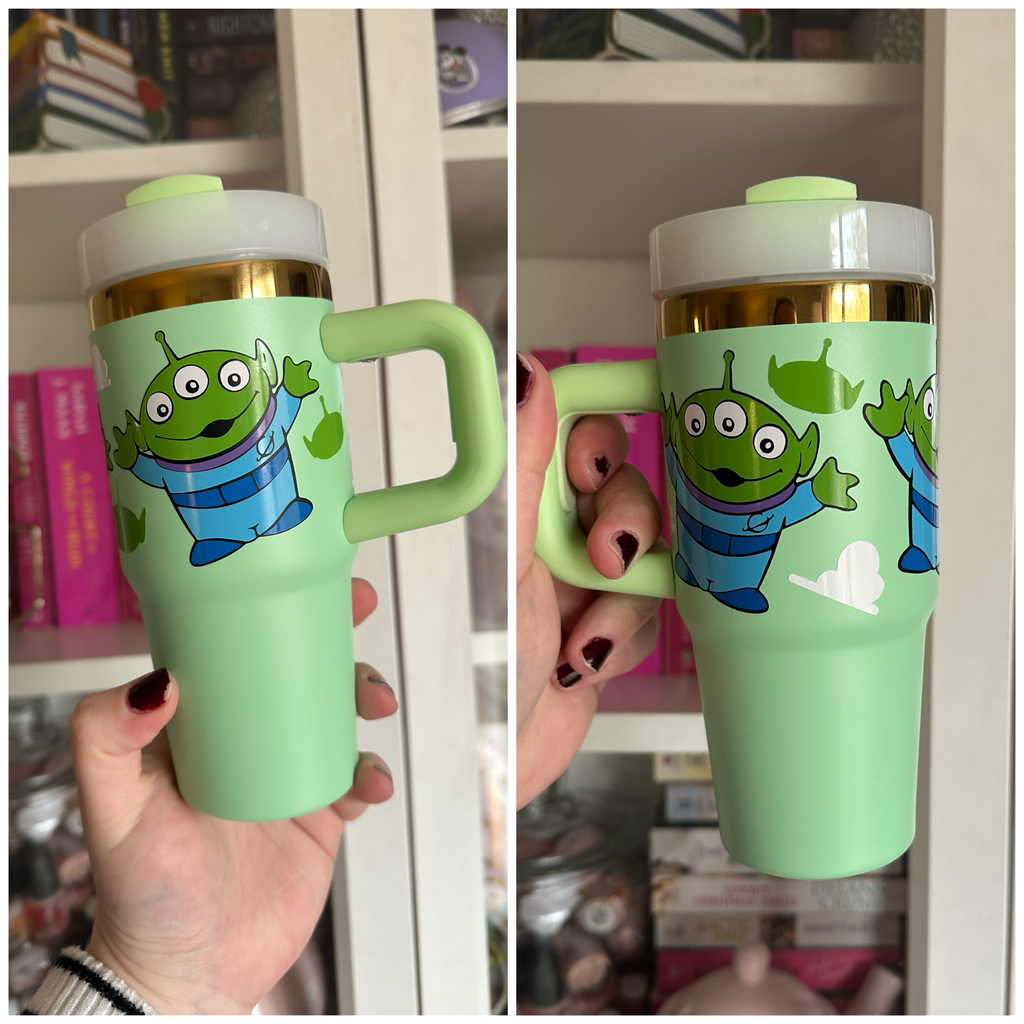 RTS Green 14 oz Tumbler w/ Toy Aliens