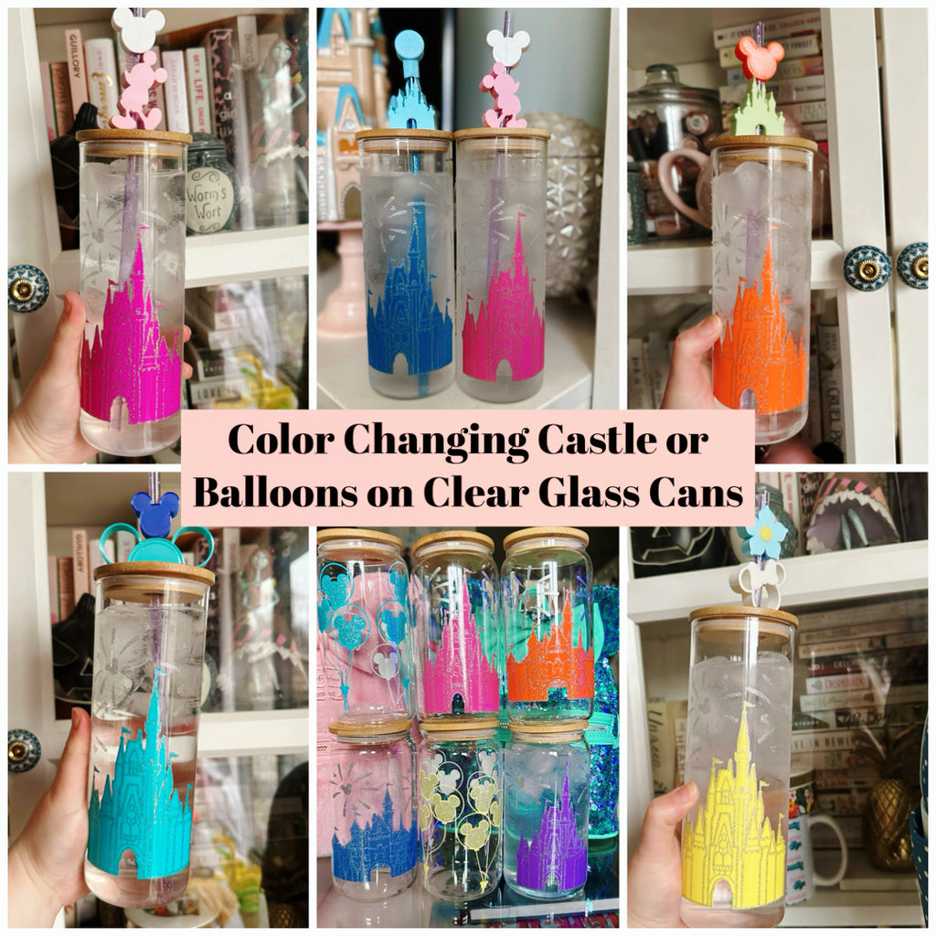 Color Changing Castle Inspired Clear Glass Can
