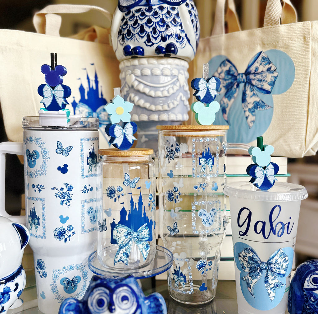 Blue and White Floral Inspired Reusable Drinkware