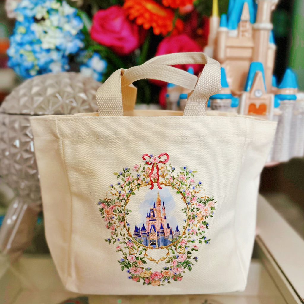 Ready to Ship Dreamy Floral Castle  Mini Tote Bag