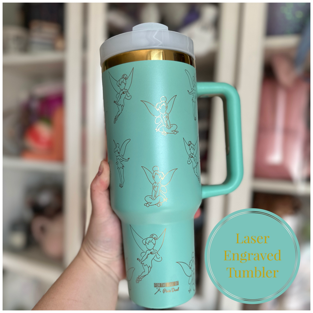 READY TO SHIP Fairy Inspired Laser Engraved Tumblers on Meadow 40 oz Quencher Inspired Stainless Steel Tumbler