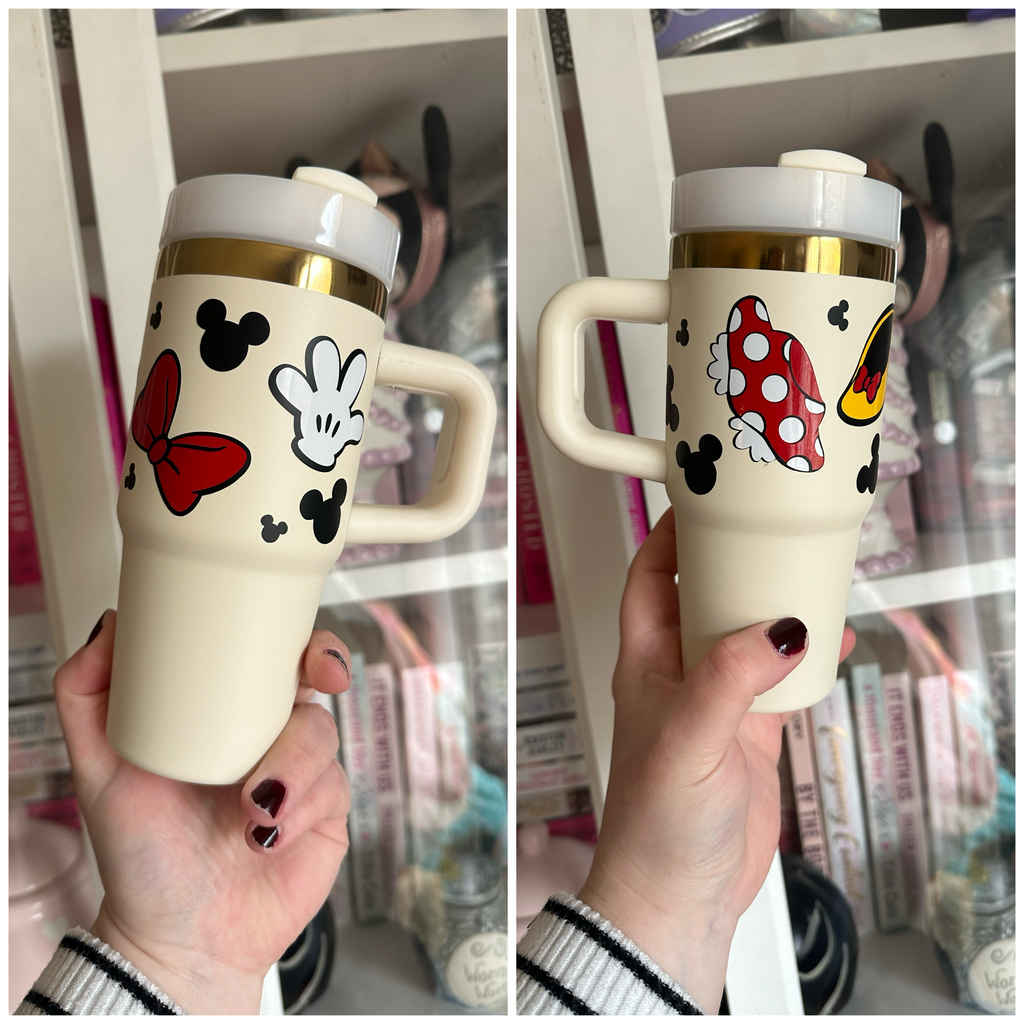 RTS Cream 14 oz Tumbler w/ Mouse Outfit All Around