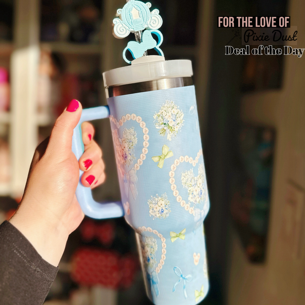Pearl & Floral Blue Inspired Reusable 40 oz Tumbler