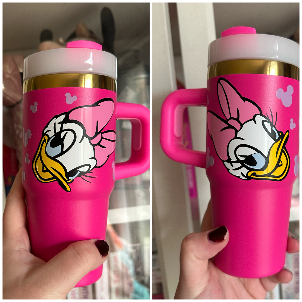 RTS Hot Pink 14 oz Tumbler w/ Daisy Inspired