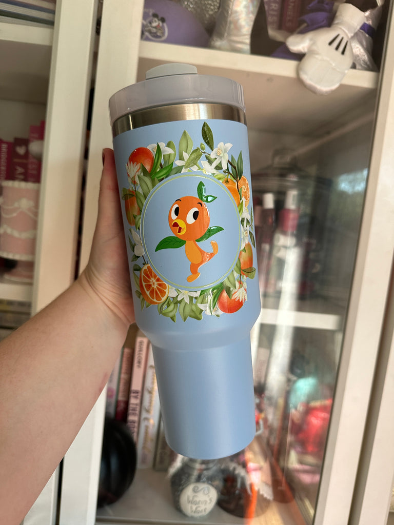 RTS 40 oz Light Blue Tumbler w/ Orange Bird Inspired