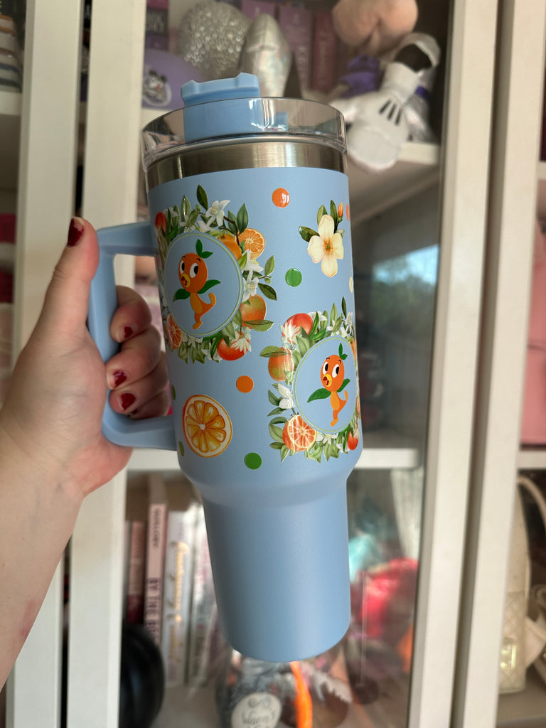 RTS 40 oz Light Blue Tumbler w/ Orange Bird All Around Inspired