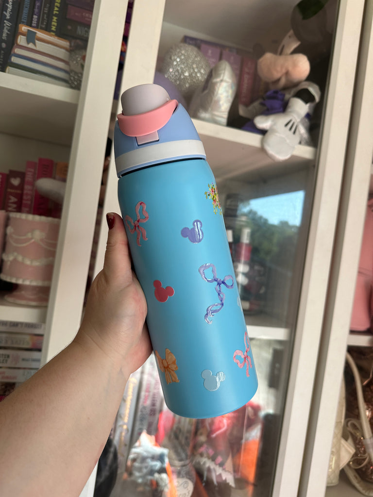 RTS 32 oz Light Blue Stainless Steel Water Bottle w/ Dreamy Castle Inspired