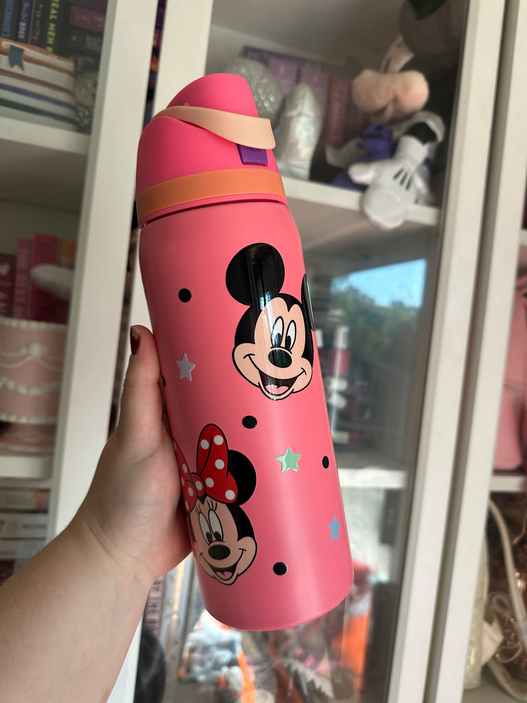 RTS 32 oz Coral Pink Stainless Steel Water Bottle w/ Mouse Couple All Around