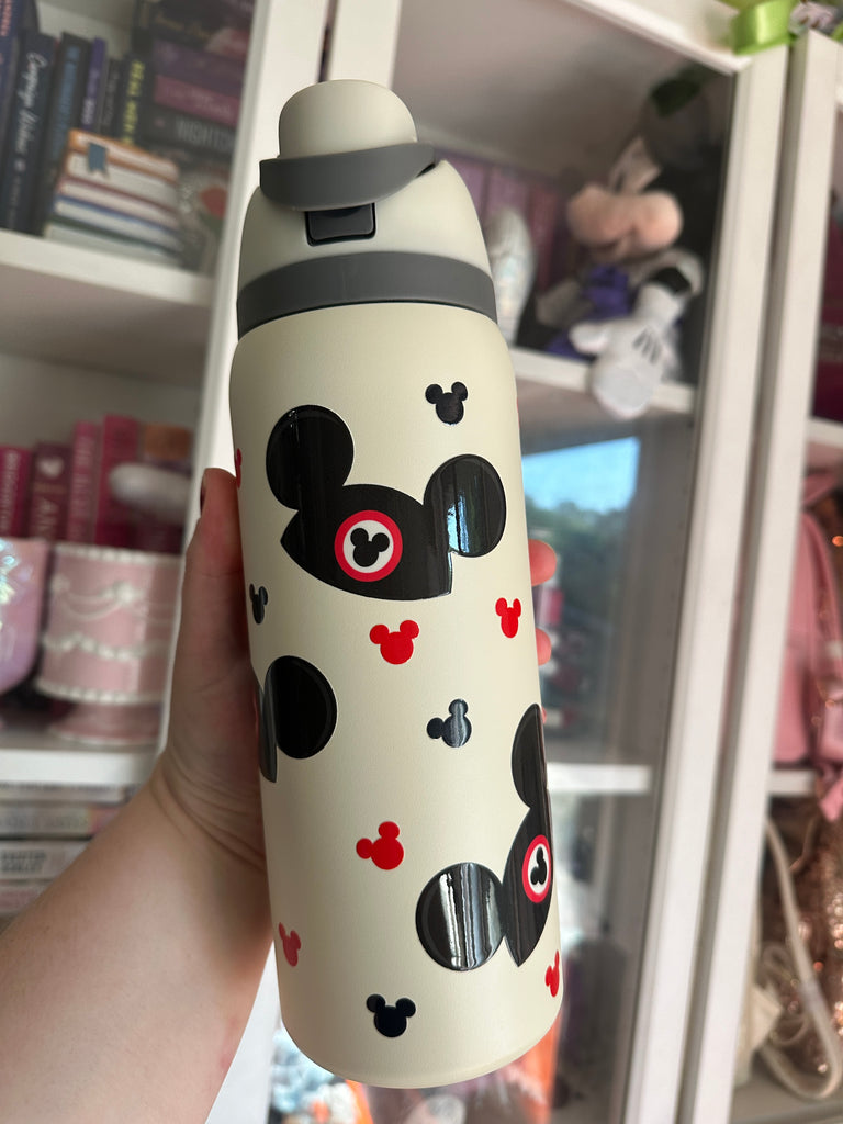 RTS 32 oz Cream Stainless Steel Water Bottle w/ Mouse Hats Inspired