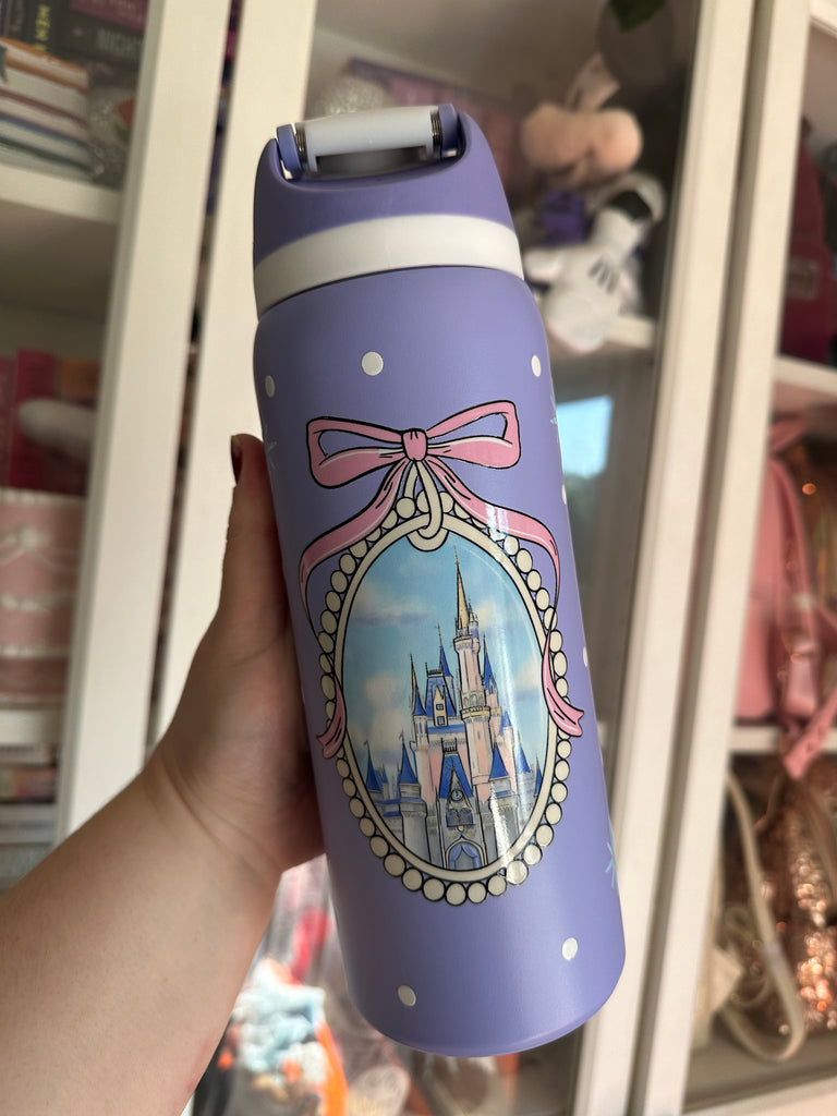 RTS 32 oz Lilac Stainless Steel Water Bottle w/ Castle Inspired