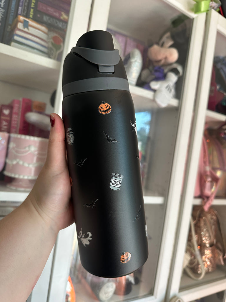 RTS 32 oz Black Stainless Steel Water Bottle w/ Jack and Sally Inspired