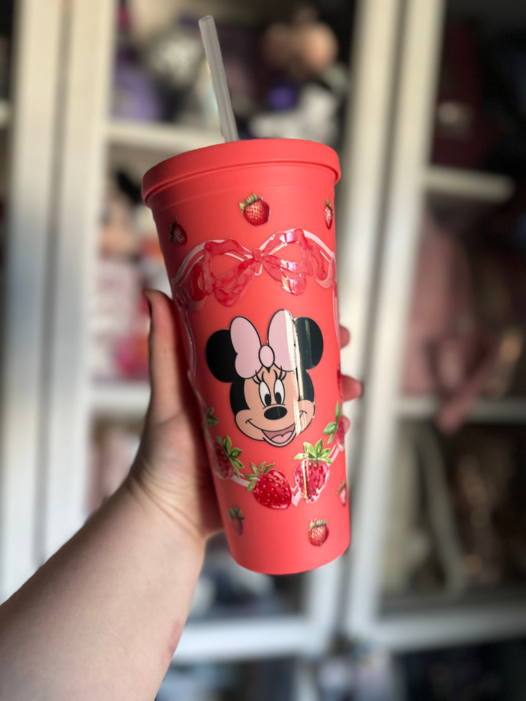 RTS 22 oz Matte Tumbler (Red) Strawberry Mouse Inspired