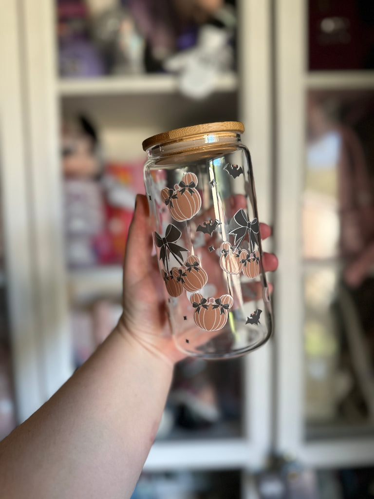 RTS 16 oz Clear Glass Can w/ Cherry Pumpkins