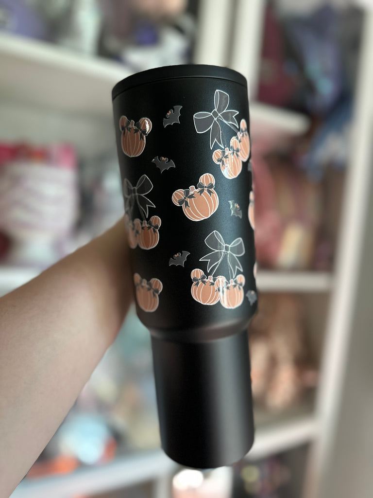 RTS 40 oz Black Slim Tumbler w/ Pumpkin Cherries Inspired