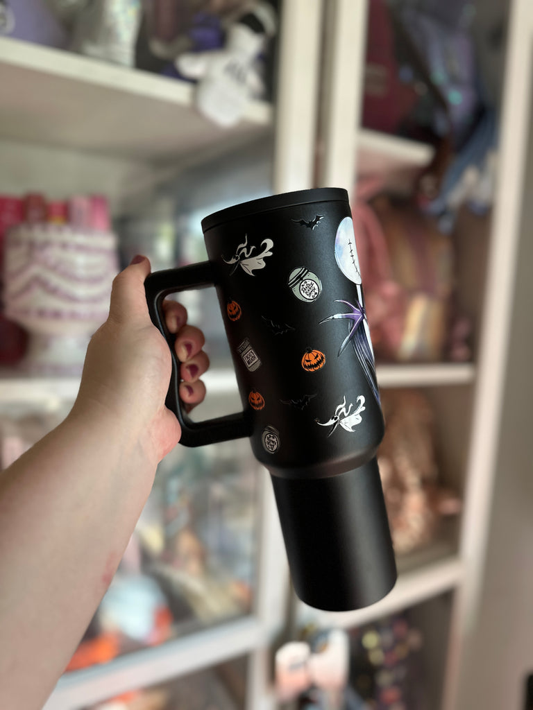 RTS 40 oz Black Slim Tumbler w/ Jack and Sally Inspired