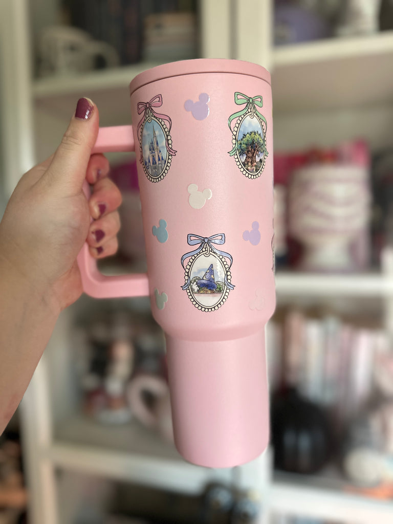 RTS 40 oz Light Pink Tumbler w/ Coquette  Four Parks Inspired