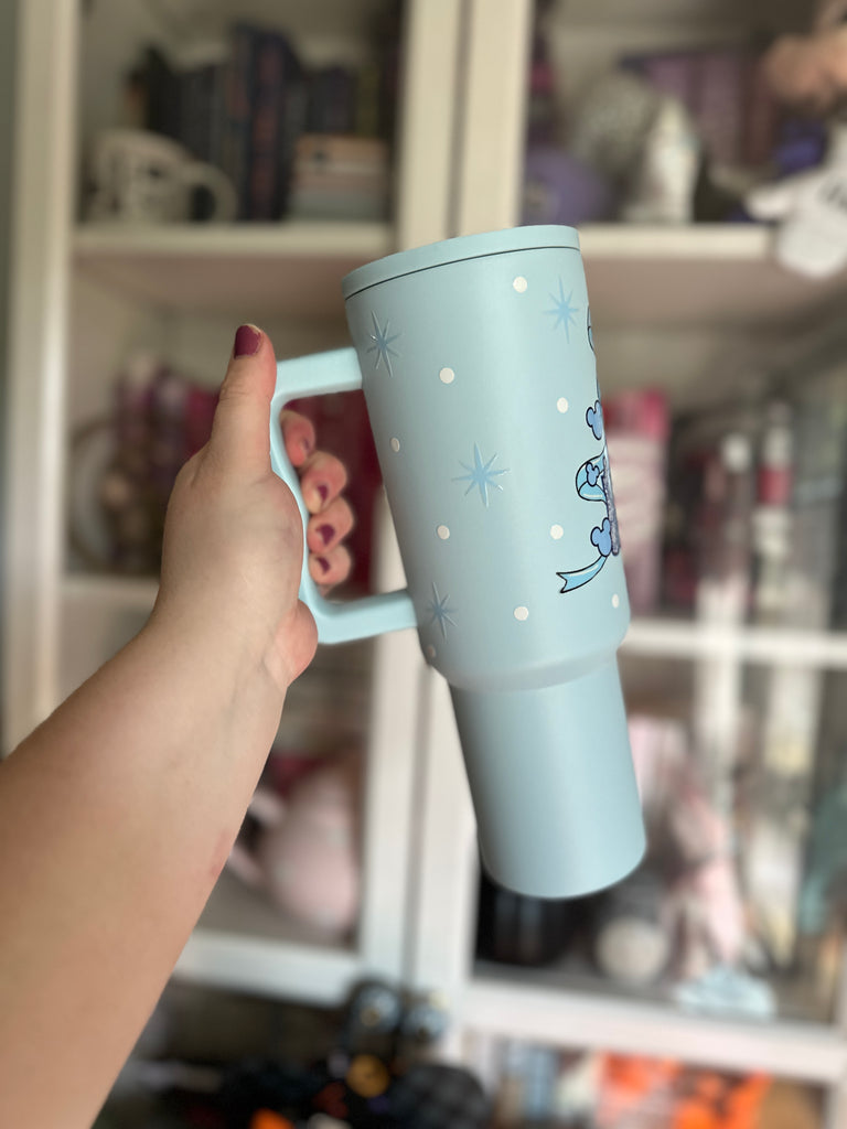 RTS 40 oz Light Blue Slim Tumbler w/ Navy Lace Castle