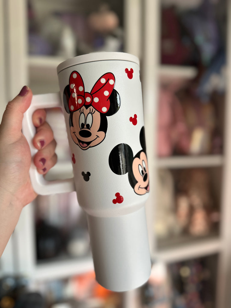 RTS 40 oz White Slim Tumbler w/ Mouse Couple All Around Inspired