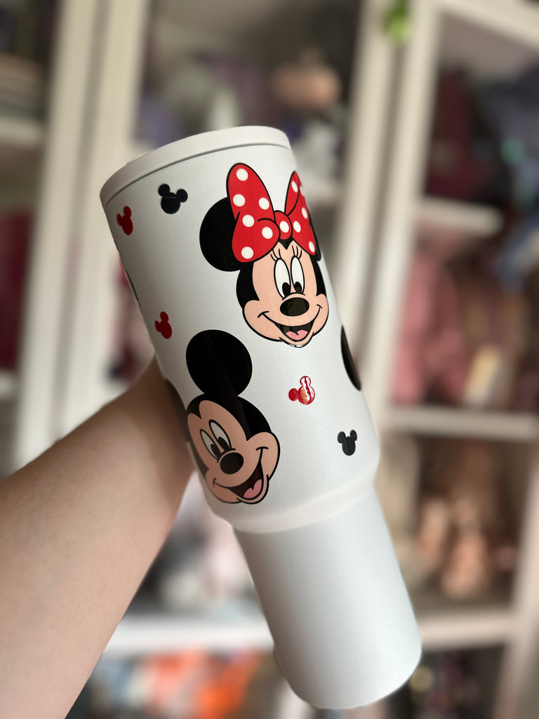 RTS 40 oz White Slim Tumbler w/ Mouse Couple All Around Inspired