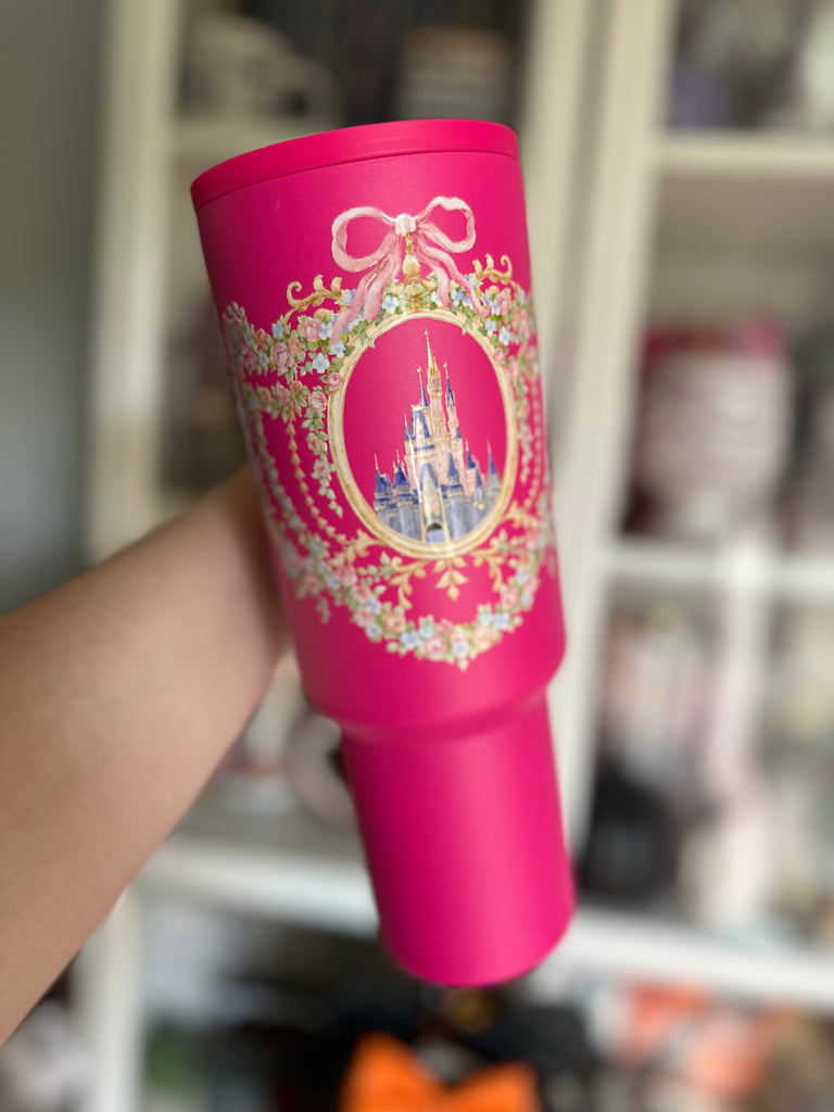 RTS 40 oz Hot Pink Tumbler w/ Dreamy Inspired