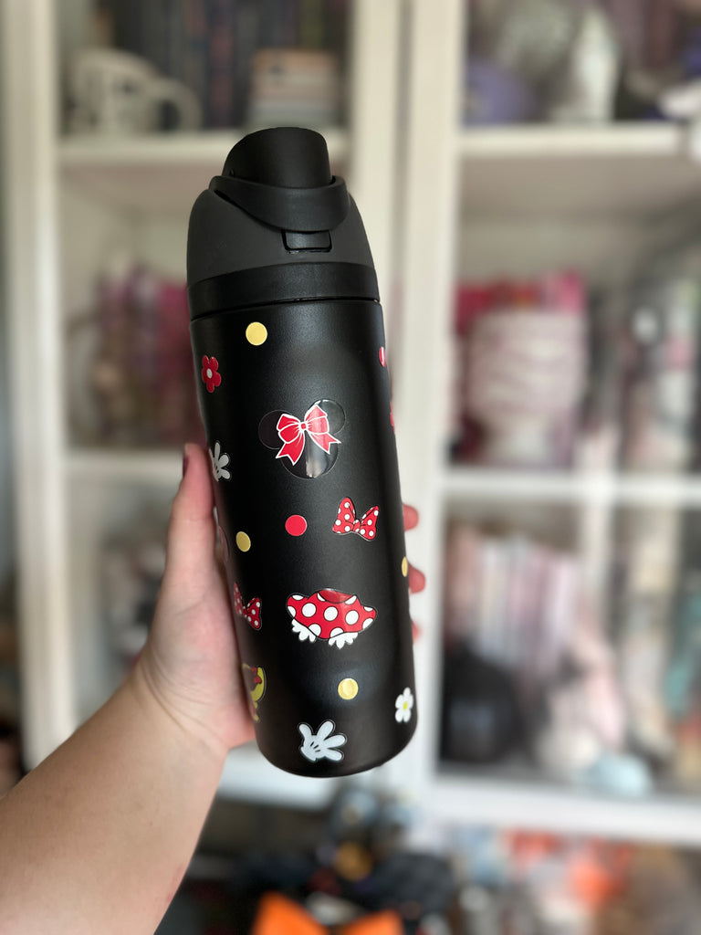 RTS 19 oz Black Stainless Steel Water Bottle w/ Mouse Icons All Around