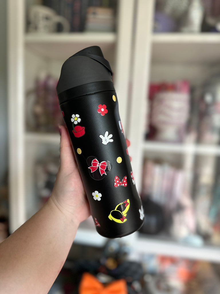 RTS 19 oz Black Stainless Steel Water Bottle w/ Mouse Icons All Around