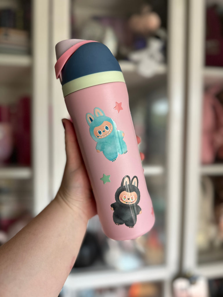 RTS 19 oz Pink Stainless Steel Water Bottle w/ Monster Toys Inspired