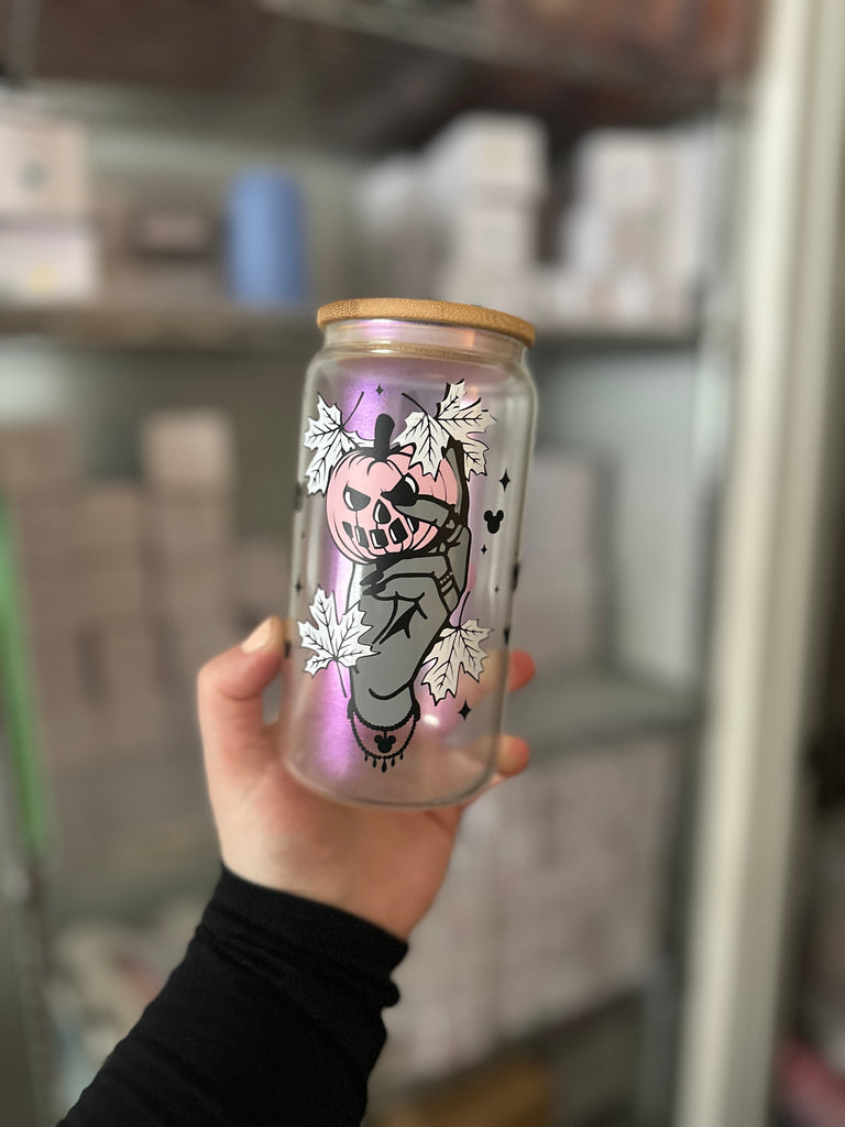 RTS 16 oz Glass Can w/ Witch Hand