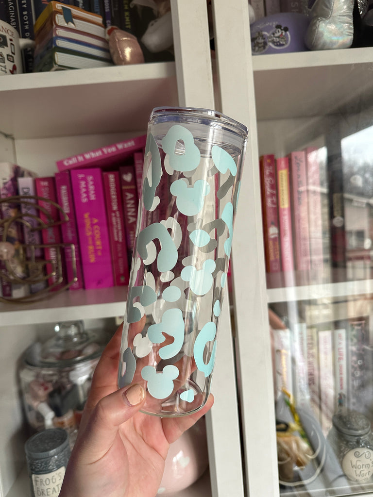 RTS 25 oz Glass Can w/ Color Changing Teal Leopard