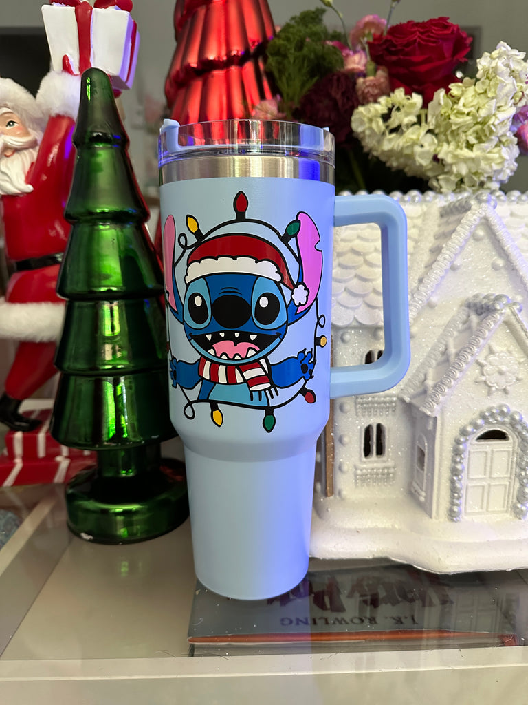 RTS 40 oz Light Blue Tumbler w/ Christmas 626 Character