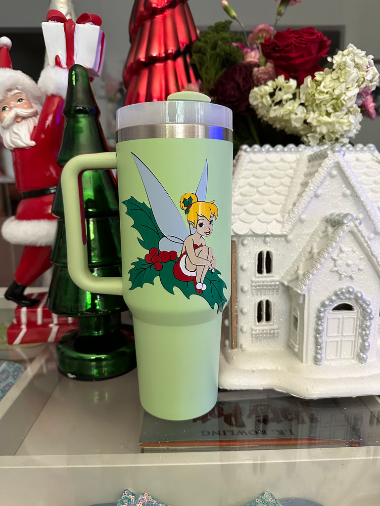 RTS 40 oz Celadon Green Tumbler w/ Christmas Fairy