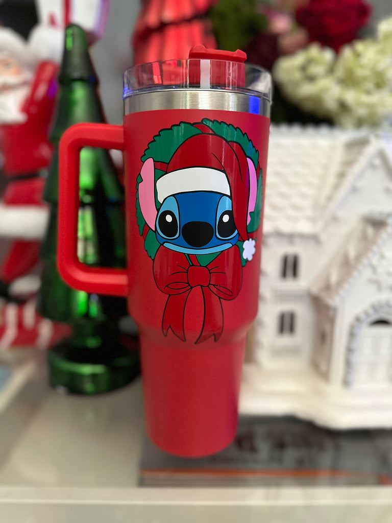 RTS 40 oz Red Tumbler w/ Christmas Wreath 626 Character