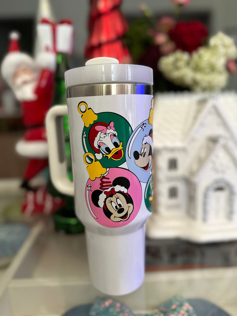 RTS 40 oz White Tumbler w/ Christmas Sensational Six Ornaments