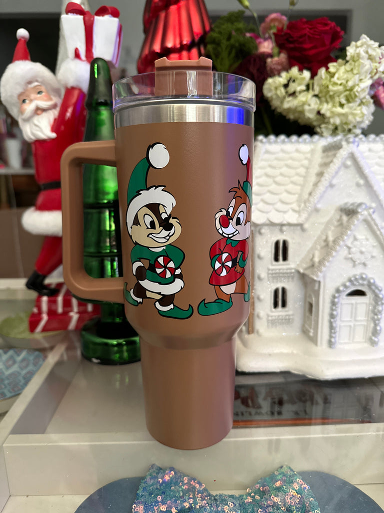 RTS 40 oz Latte Tumbler w/ Christmas Chipmunk Christmas