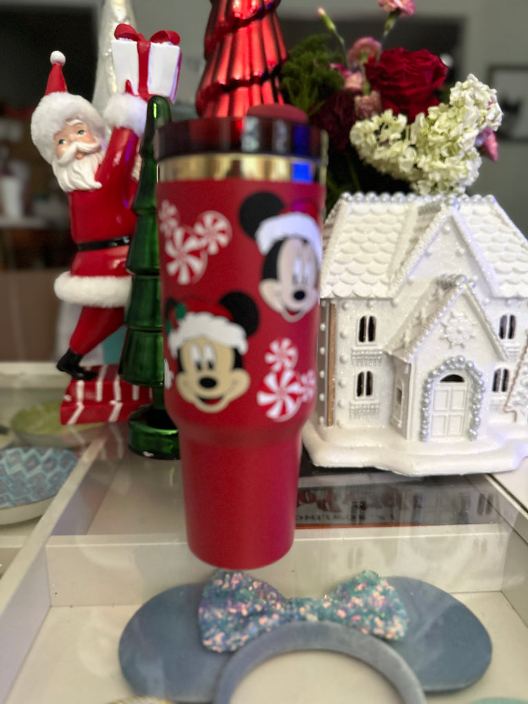 RTS 40 oz Red Tumbler w/ Christmas All Around Santa Characters