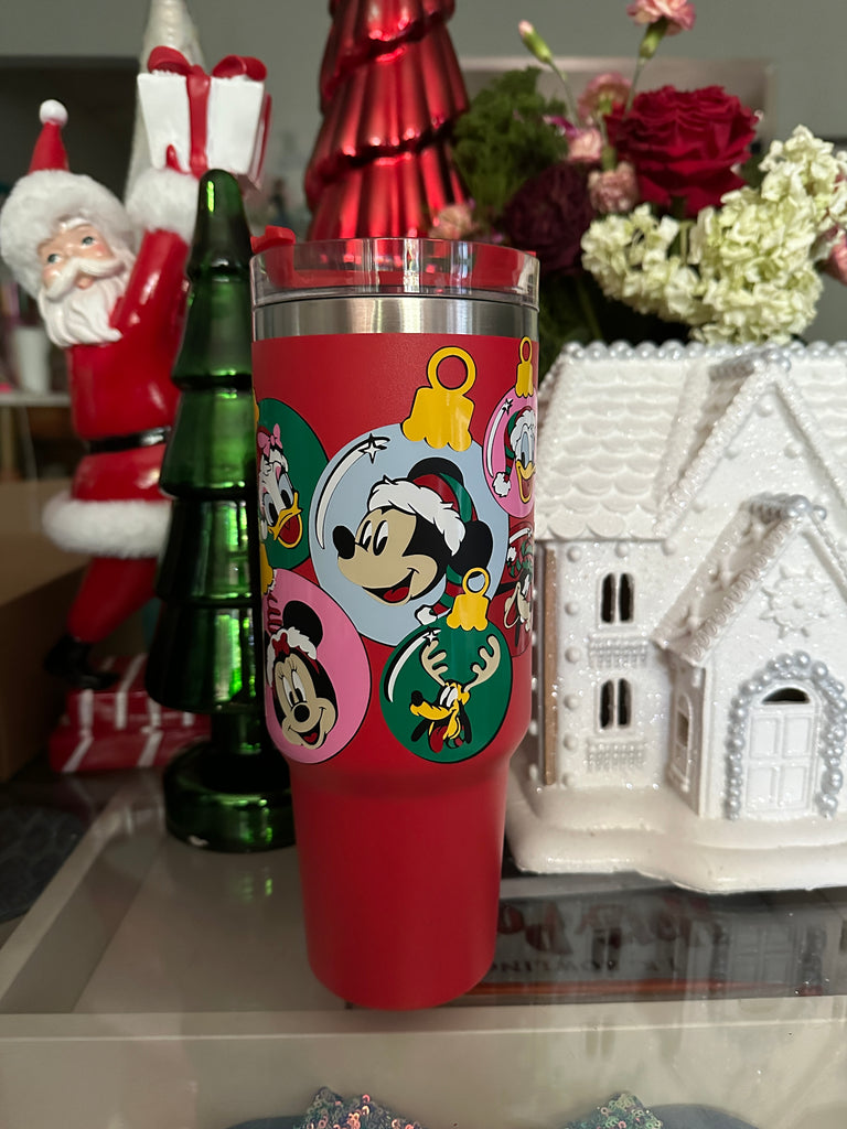 RTS 40 oz Red Tumbler w/ Christmas Sensational Six Ornaments