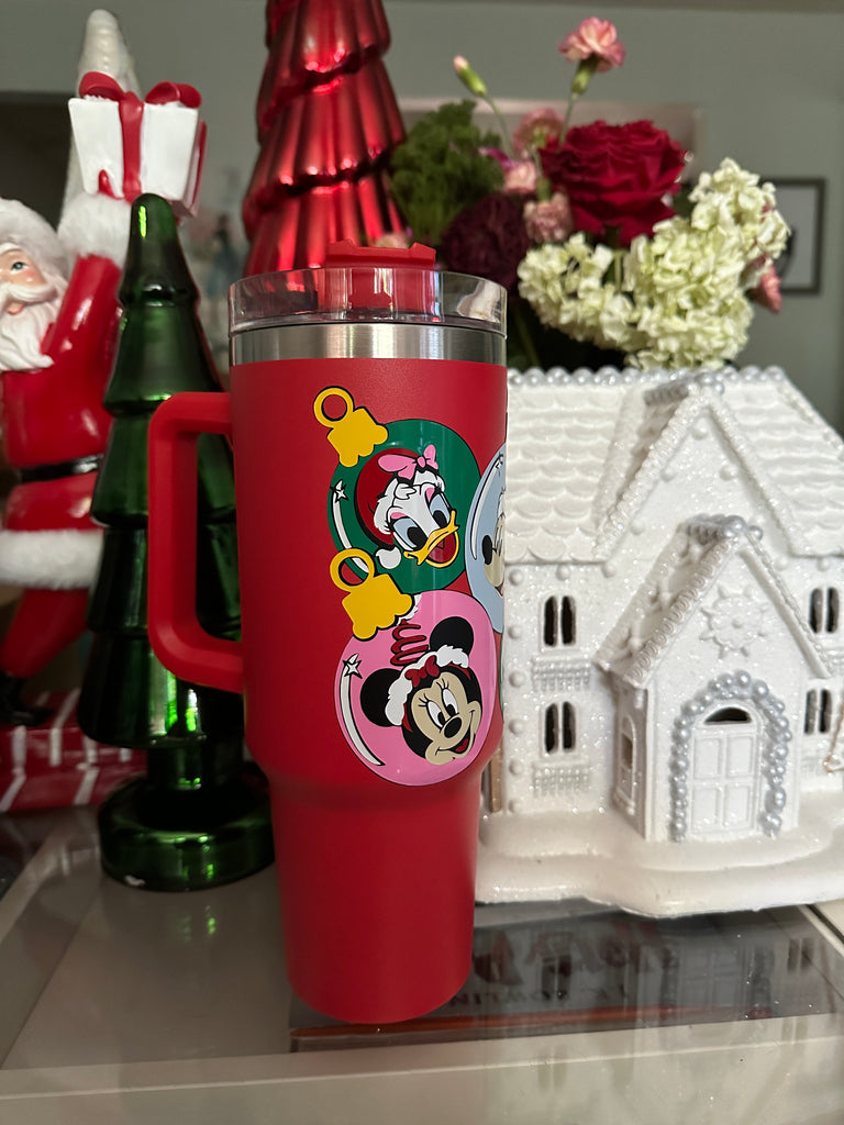 RTS 40 oz Red Tumbler w/ Christmas Sensational Six Ornaments