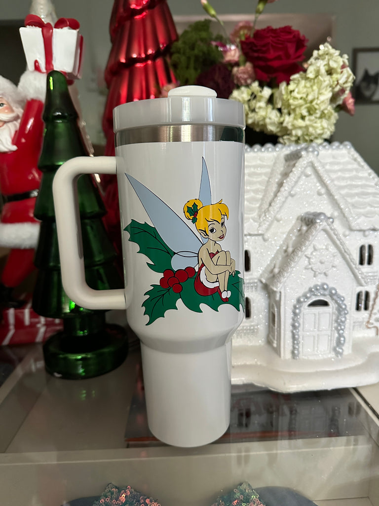 RTS 40 oz White Tumbler w/ Christmas Fairy