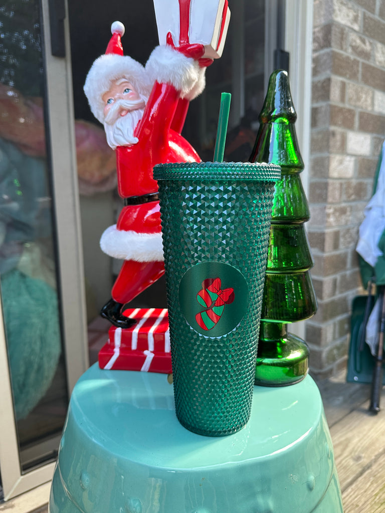 Ready to Ship Christmas Studded Dark Green Tumbler