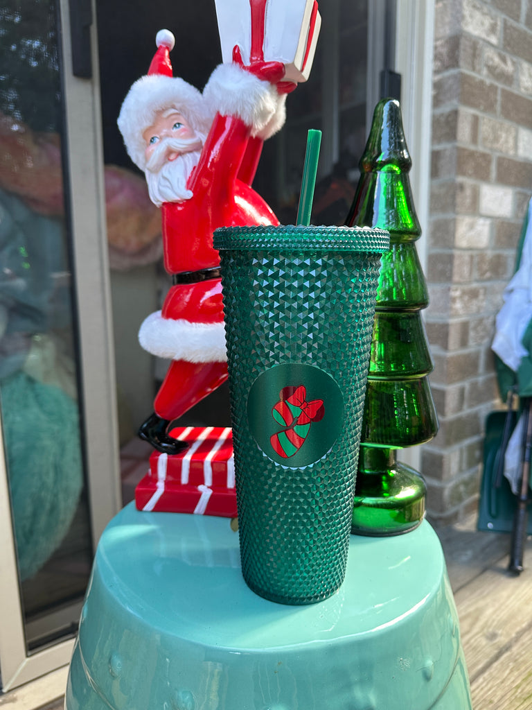 Ready to Ship Christmas Studded Dark Green Tumbler