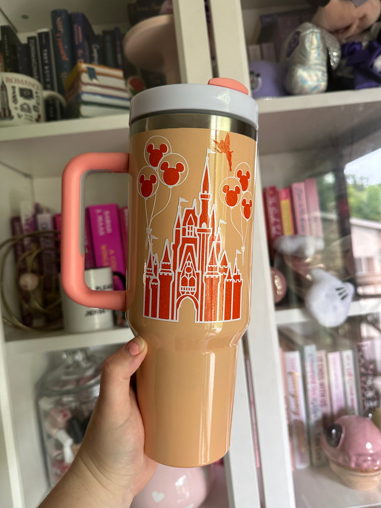 RTS Stainless Steel 40 oz Orange Cream Pastel Tumbler w/ Castle