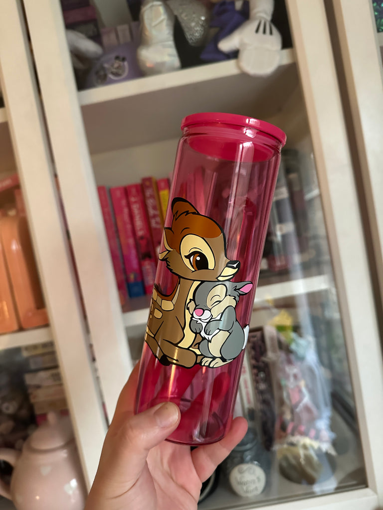 RTS 20 oz Glass Can w/ Handle- Hot Pink w/ Bambi