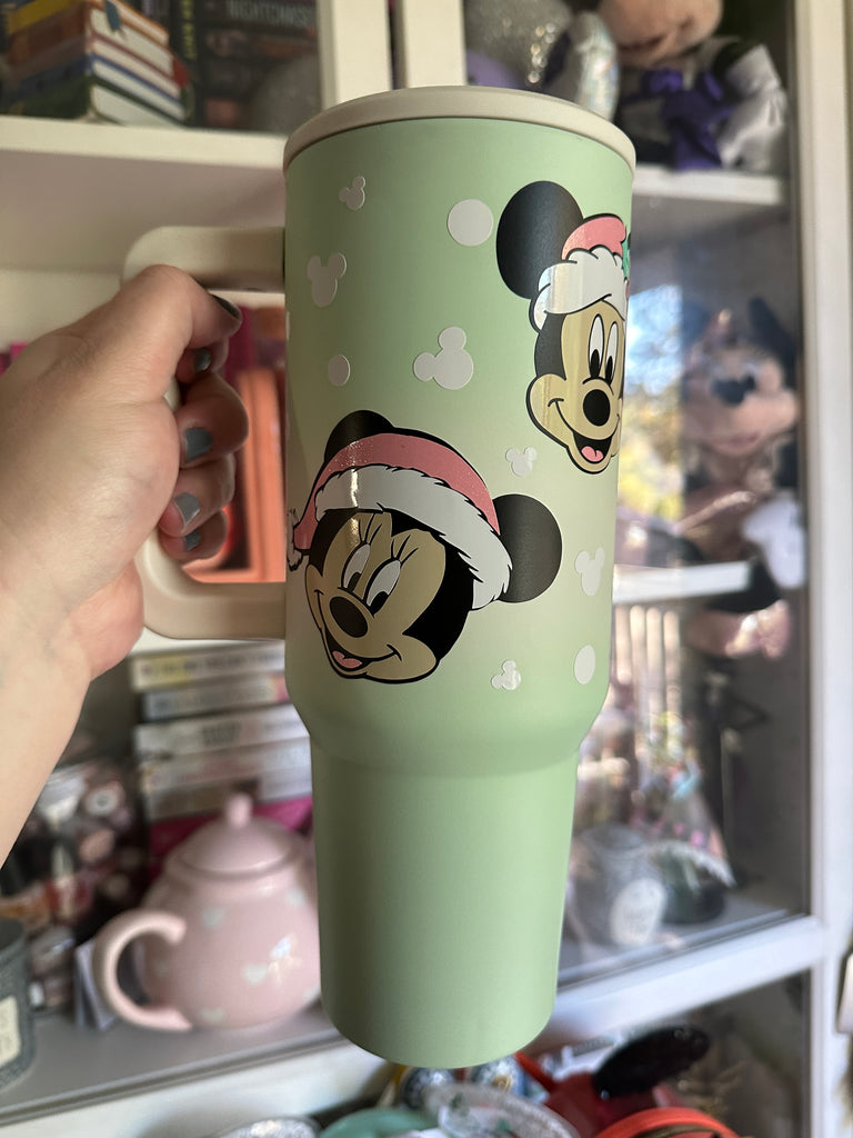 RTS 40 oz Ombre Seafoam Tumbler w/ Santa Characters